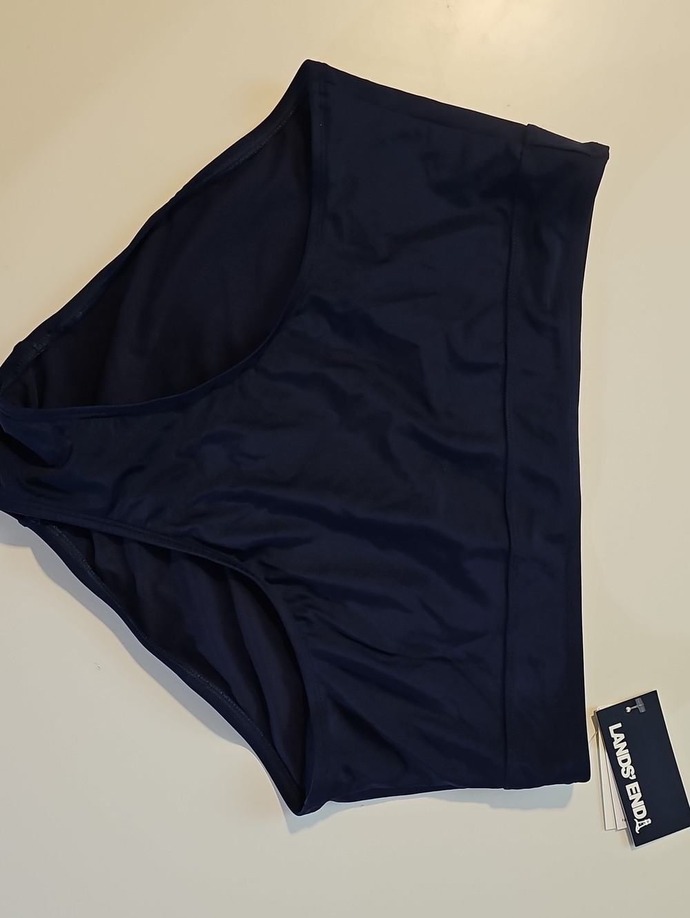 Lands' End Women's L Navy High Waist Full Coverage Tummy Control Swim Bottom